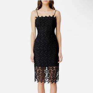 Bardot leaf lace overlay midi dress